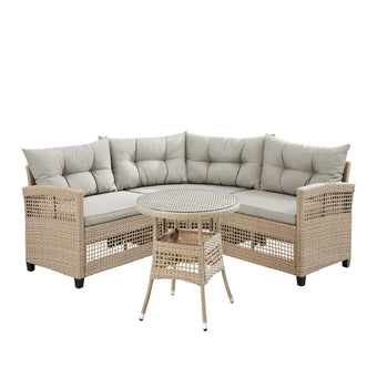 3-Person Wicker Sectional Seating Set