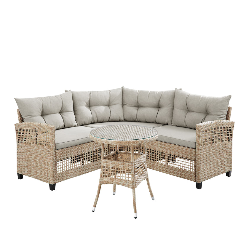 3-Person Wicker Sectional Seating Set