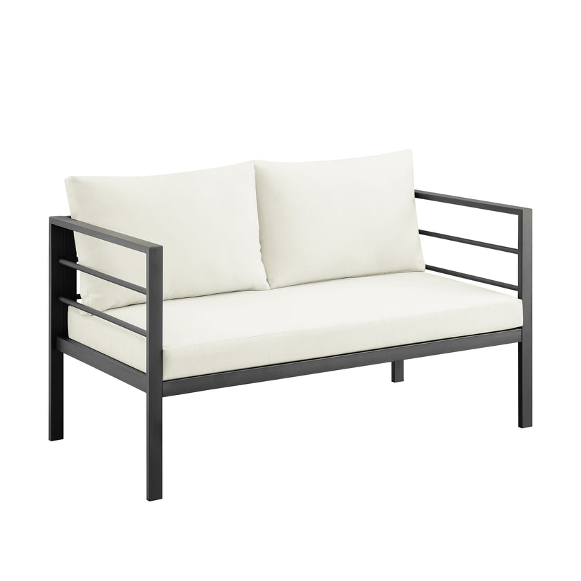 7-Person Steel Seating Set with Cushions