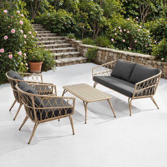 4-Person Wicker Seating Set