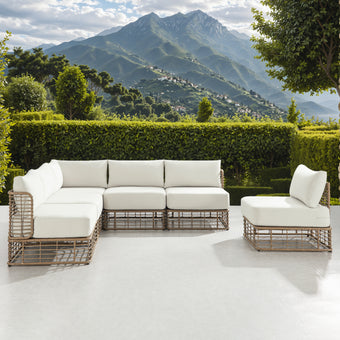 6 - Person Wicker Sectional Seating Set