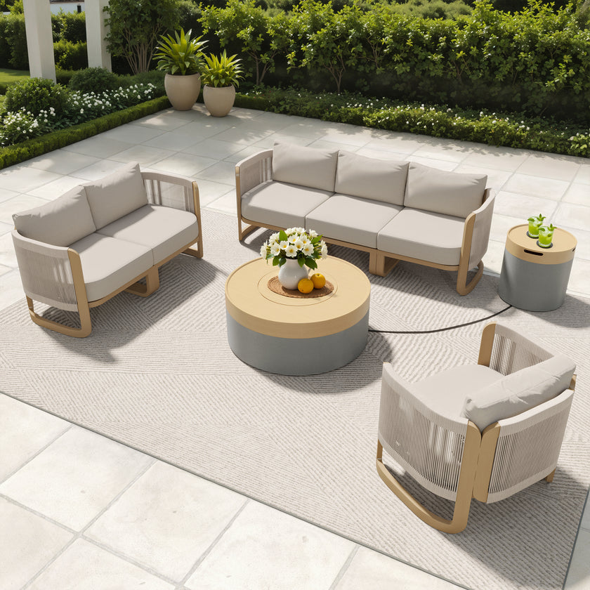 Mila 7pc Conversation Set with Fire Table