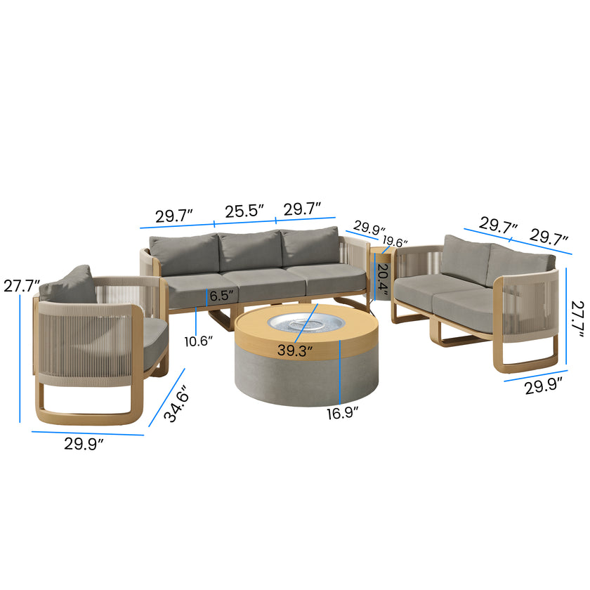 Mila 7pc Conversation Set with Fire Table