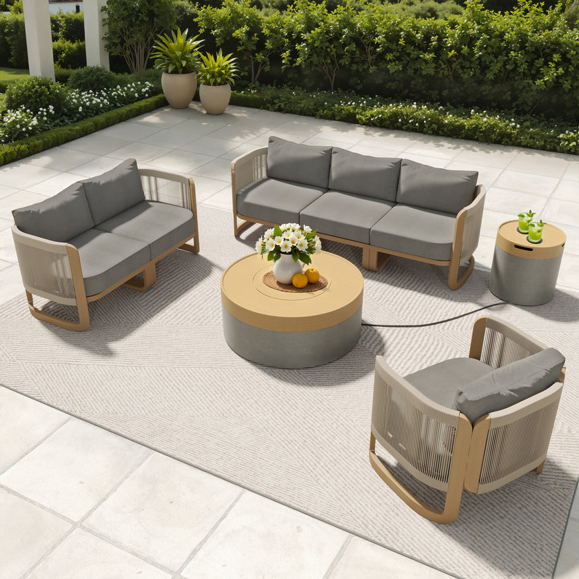 Mila 7pc Conversation Set with Fire Table