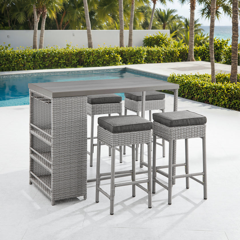 4 - Person Patio Wicker Bar Set