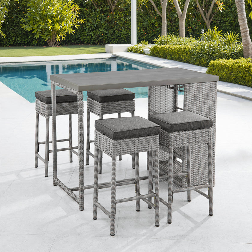4 - Person Patio Wicker Bar Set