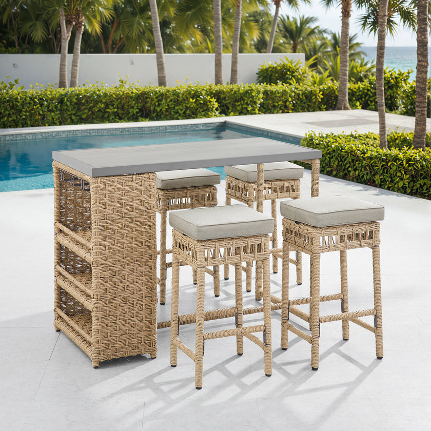 4 - Person Patio Wicker Bar Set