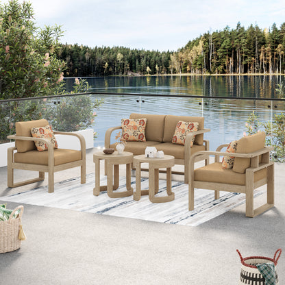 4 - Person Outdoor Acacia Solid Wood Seating Group with Cushions