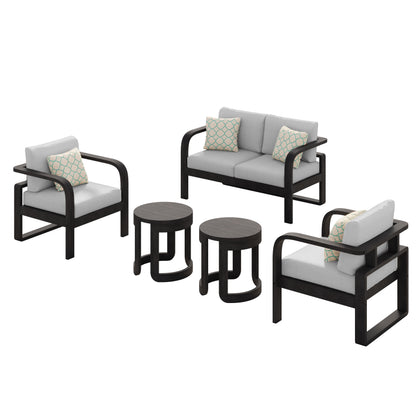 4 - Person Outdoor Acacia Solid Wood Seating Group with Cushions