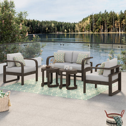 4 - Person Outdoor Acacia Solid Wood Seating Group with Cushions