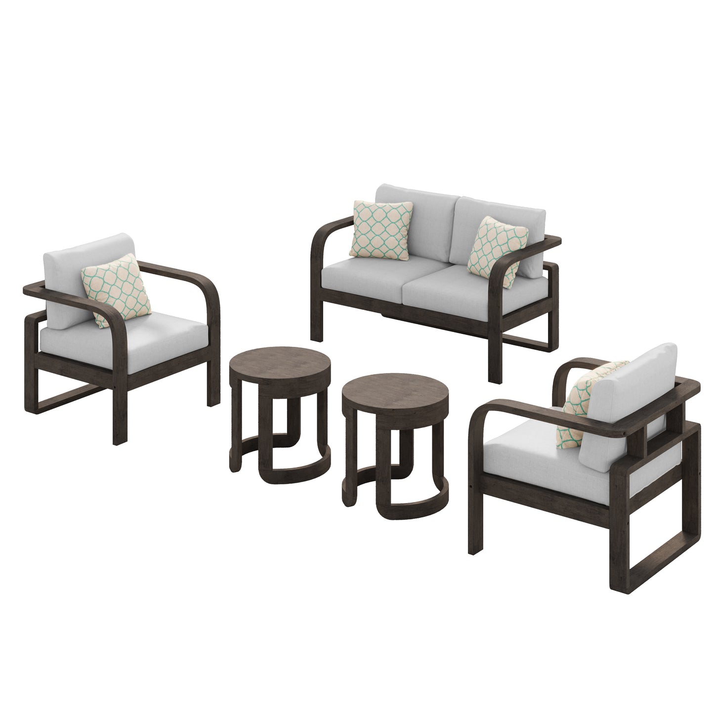 4 - Person Outdoor Acacia Solid Wood Seating Group with Cushions